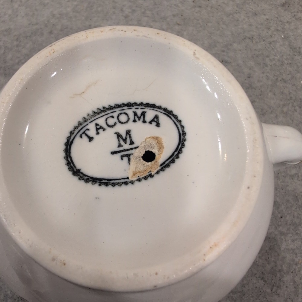Antique Tacoma M/T Ironstone Shaving Scuttle Mug Pink Floral Gold Trim - Picture 4 of 5